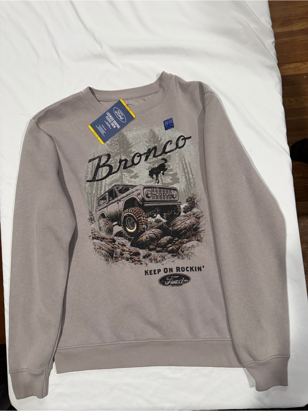 Ford Bronco Crewneck Sweatshirt NWT Graphic 4x4 Off Road Gray Men’s